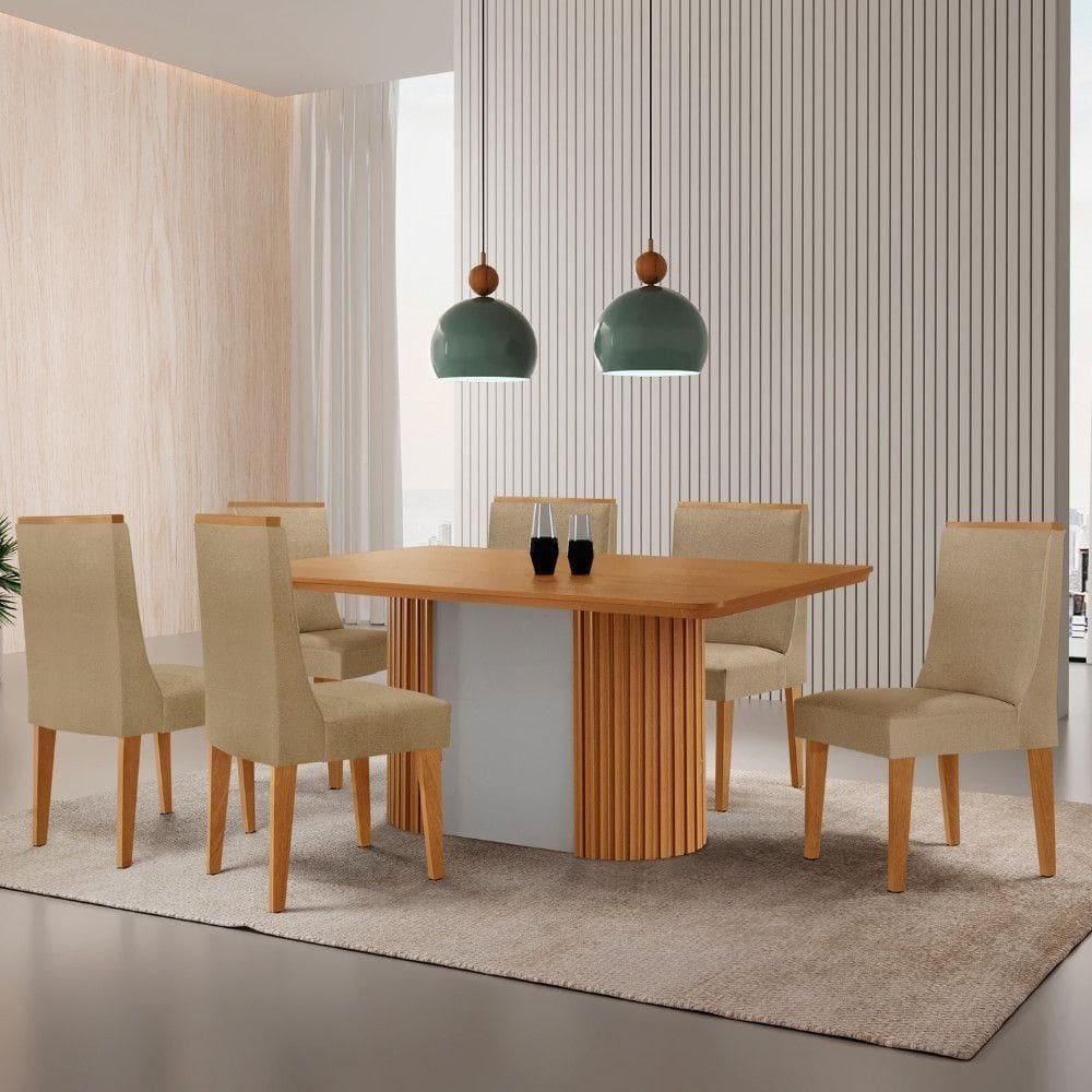 Mesa De Jantar Aspen 180cm Tampo Mdf Laminado 6 Cad Lisboa Turim 07/ /off White