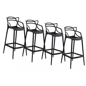 Conjunto C/4 Banqueta Allegra Alta Master Preta Cozinha Americana Balcão Polipropileno