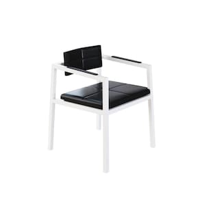 Poltrona Noah Fixa C/4 Pés 78 X 60,5 X 60,5 Cm Pés Brancos. Courino Preto Courino Preto