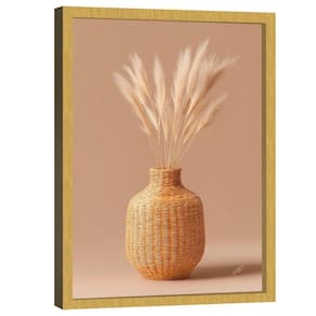 Quadro Decorativo Vaso E Folhas De Trigo Minimalista