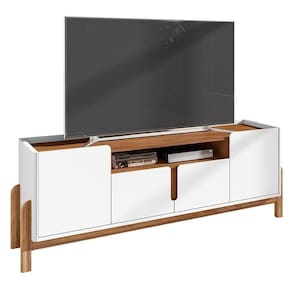 Rack Bancada Lizz 170cm Branco/cedro Para Até 60” - Casa D Branco/cedro