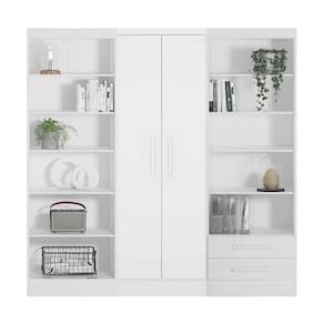 Conjunto De Livreiros 3 Módulos Com 2 Portas E 2 Gavetas Branco - Qmovi Branco