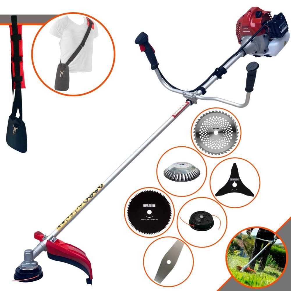 Roçadeira Profissional Kawashima BCJ431L À Gasolina 2T 43cc 10.000rpm 1,7HP de Potência Com Carretel + 4 Lâminas de Cortes + Escova de Aço 38 Cerdas