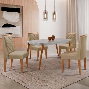 Mesa De Jantar Copper 120cm Mdf Vidro Com 4 Cadeiras Moderna Turim 07/off//serig. Off