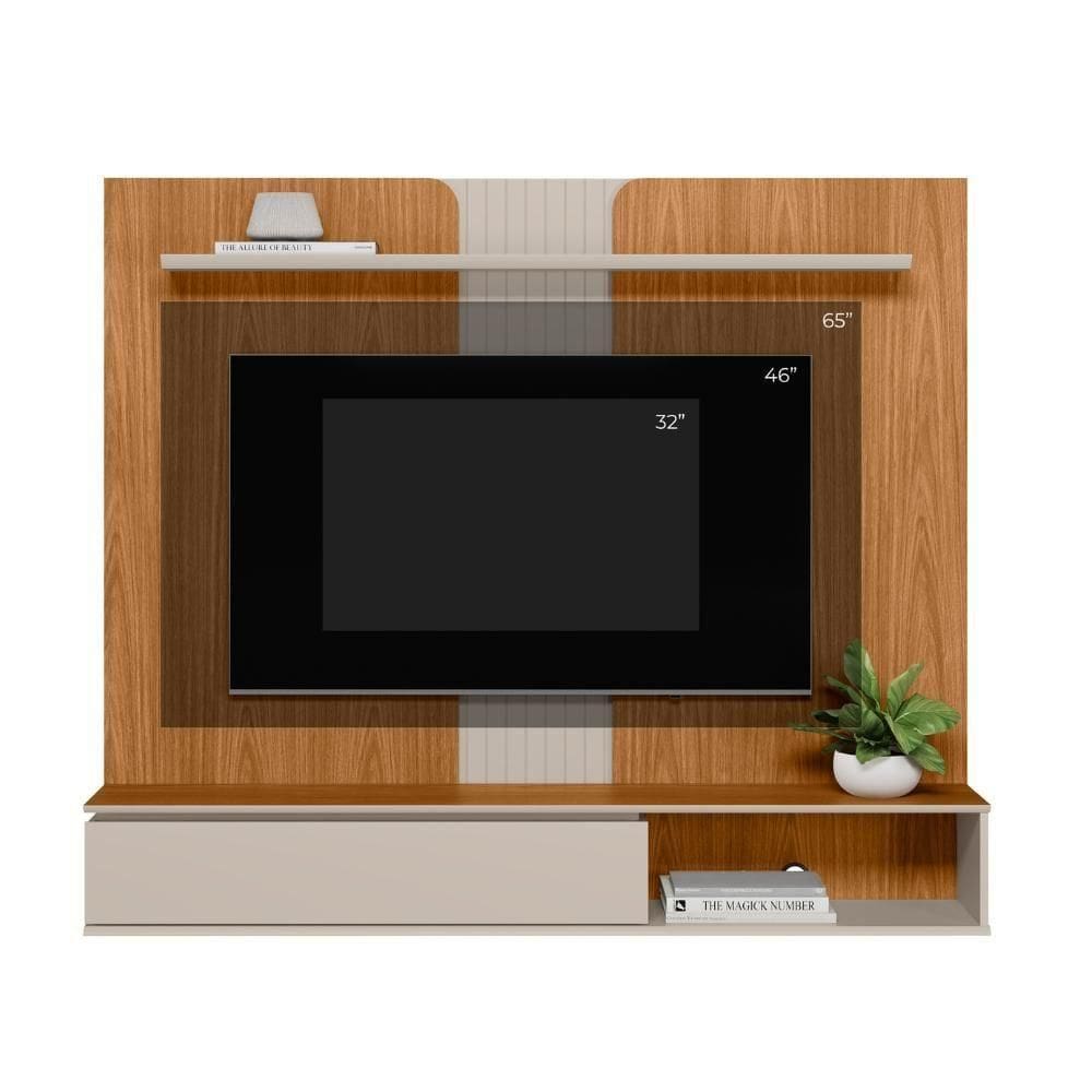 Painel Home Suspenso Para Até 65 Polegadas 1 Porta Friburgo Nature E Off White