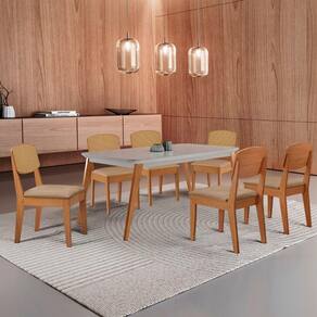 Mesa De Jantar Copper 180cm Tampo Mdf Vidro 6 Cadeiras Turim 07 /off / /serig Off