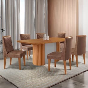 Mesa De Jantar Aspen 180cm Tampo Mdf Laminado Com 6 Cadeiras Tork / /off White