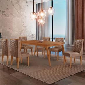 Mesa De Jantar Copper 180cm Tampo Mdf Com 6 Cadeiras Moderna Tork//