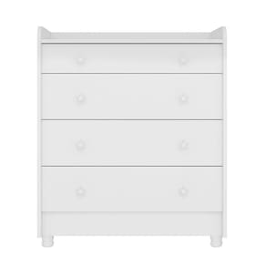 Cômoda Infantil 4 Gavetas Doce Sonho Branco Com Trocador E Pés - Qmovi Branco