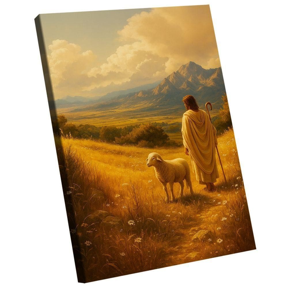 Quadro Decorativo Jesus E Cordeiro No Pasto