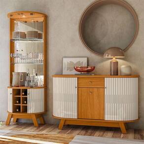 Aparador Para Sala Buffet Ambiente Monza E Cristaleira Marina Cinamomo Off White – Madetec