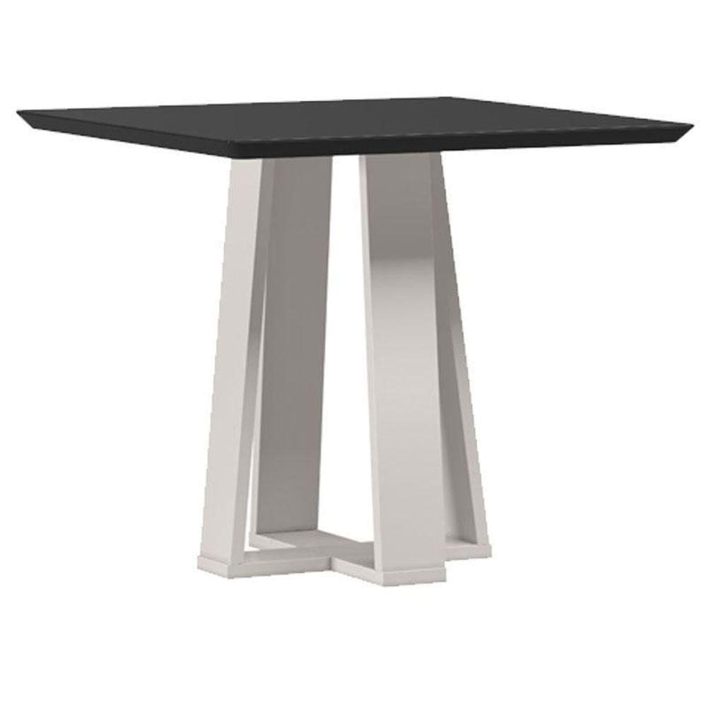 Mesa De Jantar 90x90 Cm Valência Com Vidro Off White Preto – New Ceval