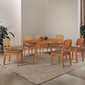 Mesa De Jantar Copper 180cm Tampo Mdf Laminado 6 Cadeiras Tork//