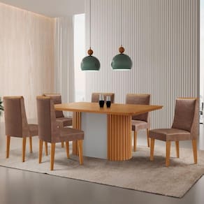 Mesa De Jantar Aspen 180cm Tampo Mdf Laminado 6 Cad Lisboa Tork / /off White
