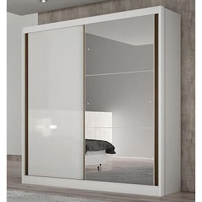 Guarda Roupa Solteiro Ambiente Dante 2 Portas Neve Com Espelho – Horizonte