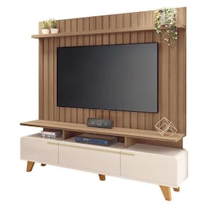 Rack Bancada Essenza E Painel Link Off White Castanho – Hb Móveis