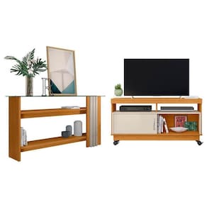 Rack Bancada Artur Com Aparador Frizz Cinamomo Off White - Madetec