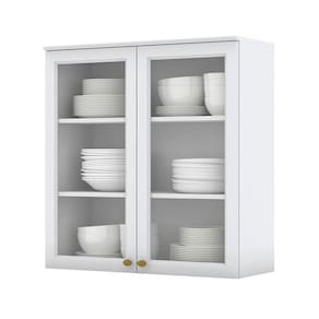 Armário Aéreo 2 Portas De Vidro 80 Cm Americana Branco – Henn