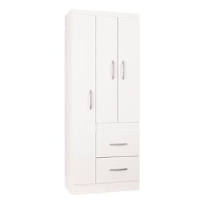 Guarda Roupa Solteiro Milão 3 Portas Branco Brilho – Poquema