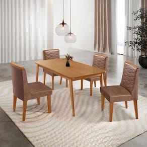 Mesa De Jantar Copper 120cm Tampo Mdf Com 4 Cadeiras Eloise Tork//
