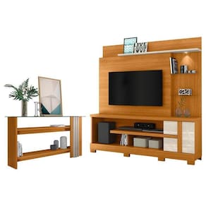 Estante Home Theater Alan Com Pés E Aparador Frizz Cinamomo Off White - Madetec