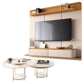 Home Suspenso Galax Cinamomo Off White E Kit Mesa De Centro Sky Off White- Hb Móveis
