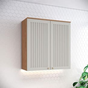 Armário Aéreo 2 Portas Ripado 80 Cm Ambiente Requinte Nature Areia – Henn