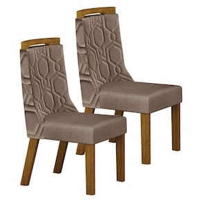 Cadeira Para Mesa De Jantar ágata Mdf Kit 2 Peças Freijó Joli Camurça – Leifer Móveis