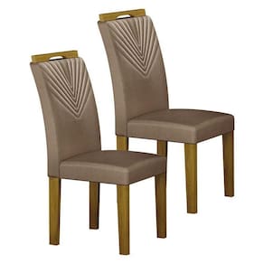 Cadeira Para Mesa De Jantar Stela Mdf Kit 2 Peças Freijó Joli Camurça – Leifer Móveis