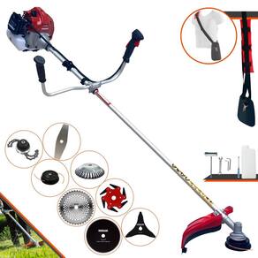 Máquina de Cortar Grama Profissional À Gasolina Kawashima BCJ431L 43cc 10.000rpm 1,7HP de Potência 10.000rpm Roçadeira Completa Com 8 Opções de Cortes