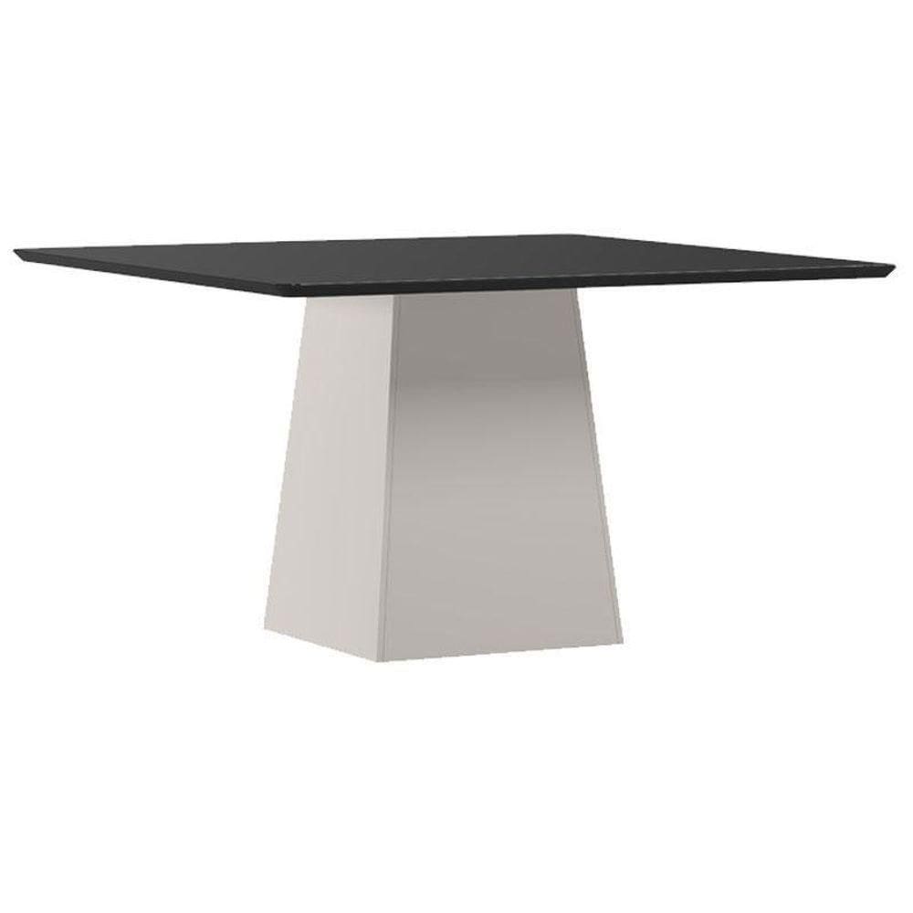 Mesa De Jantar 135x135 Cm Barbara Com Vidro Off White Preto – New Ceval