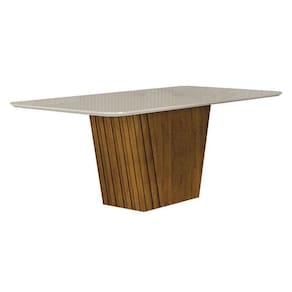Mesa De Jantar Liz 1,80 Com Vidro Freijó Off White – Leifer Móveis
