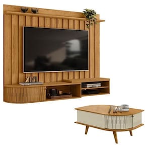Estante Home Theater Suspenso ímola Com Mesa De Centro Indianápolis Cumaru Opala – Madetec