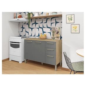 Balcão De Pia Ambiente Mad Versalhes 120 Cm Com Tampo Freijó Gris - Kits Paraná