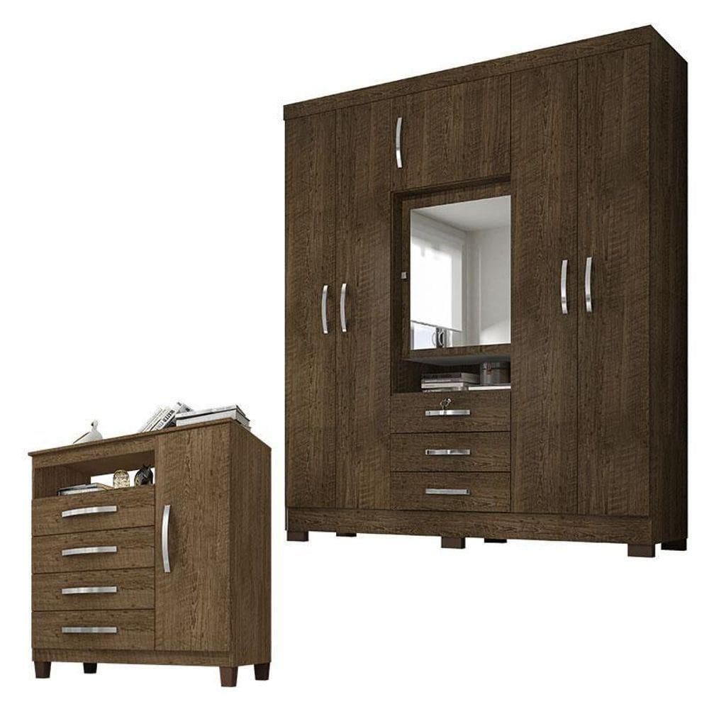 Guarda Roupa Casal Imperial Com Cômoda Sapateira Cannes Malbec – Incorplac