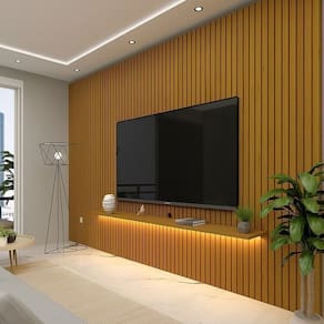 Painel para TV até 90 Polegadas Ripado com LED 330cm 100% MDF Nobre Naturale