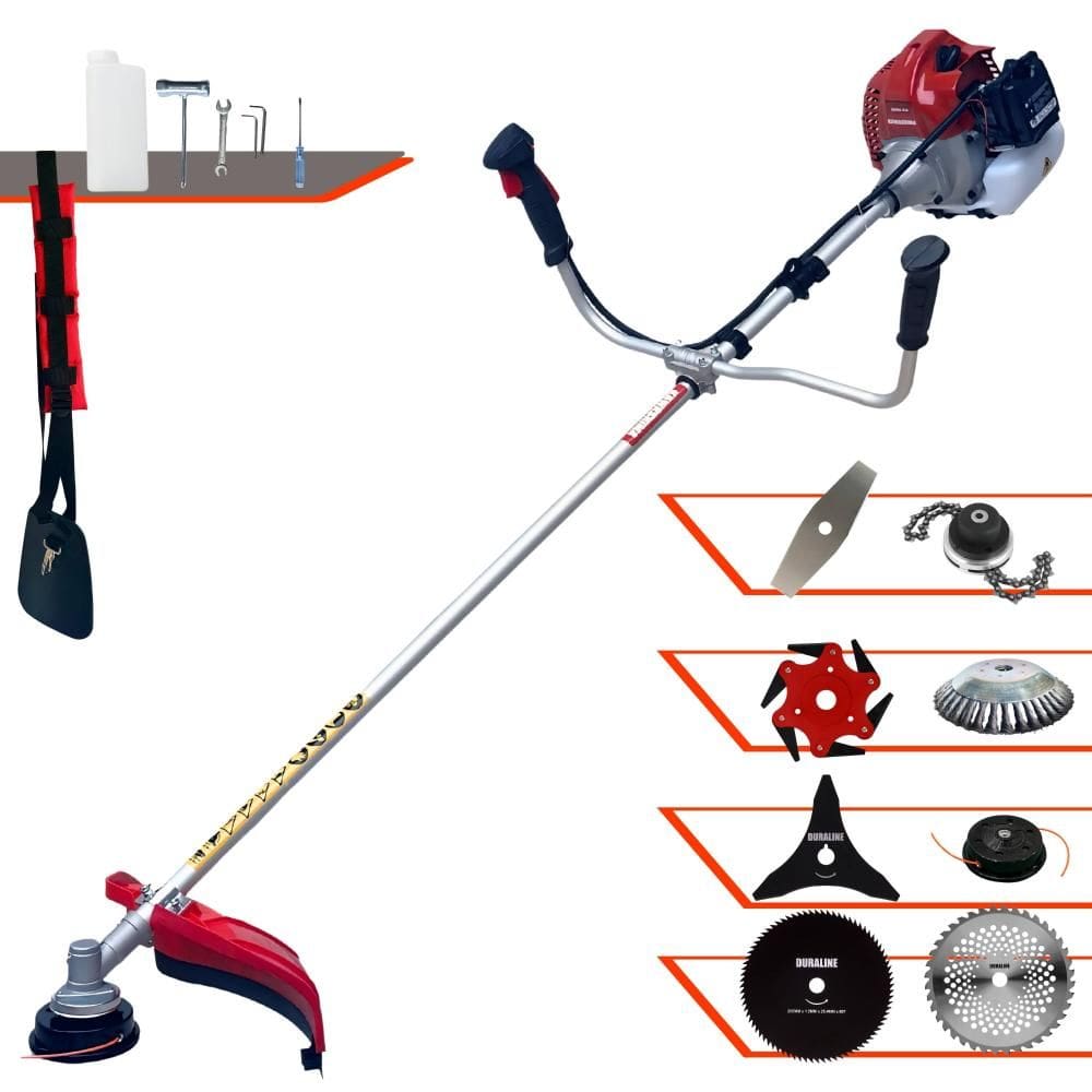 Aparador de Grama Kawashima BCJ431L 43cc 1,7HP Com Carretel + Facas 2 Pontas, 3 Pontas, 6 Pontas, 40 Dentes Vídea, 80 Dentes, Trimmer e Escova de Aço
