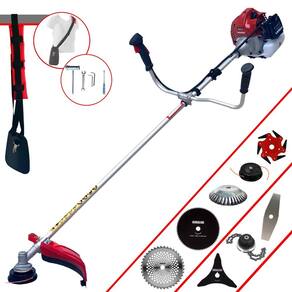 Cortador de Grama Completa À Gasolina Kawashima BCJ431L 2 Tempos 43cc 1,7HP Alta Performance Roçadeira C/ Carretel de Nylon e Kit de 7 Opções de Corte