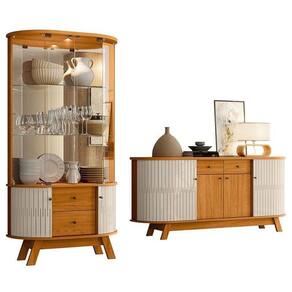 Aparador Para Sala Buffet Mônaco E Cristaleira Moss Cinamomo Off White – Madetec