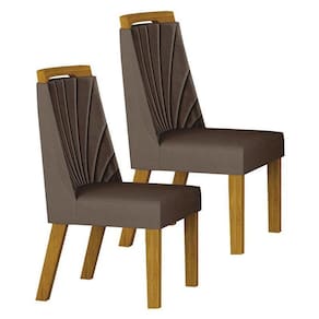 Cadeira Para Mesa De Jantar Liz Mdf Kit 2 Peças Freijó Joli Camurça – Leifer Móveis