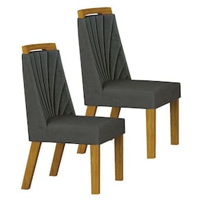 Cadeira Para Mesa De Jantar Liz Mdf Kit 2 Peças Freijó Linho Chumbo – Leifer Móveis