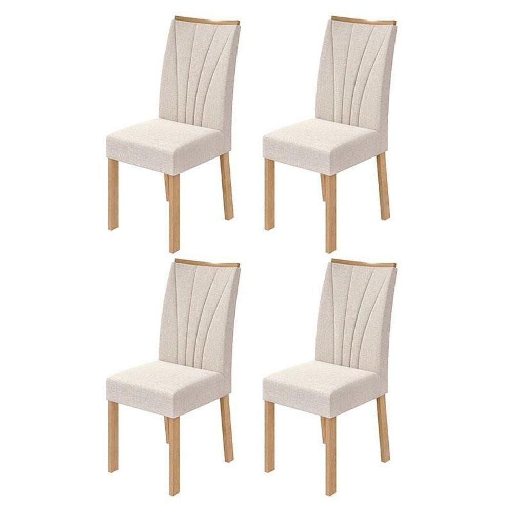 Cadeira Para Mesa De Jantar Apogeu Kit 04 Peças Linho Rinzai Bege Amêndoa Clean – Lopas