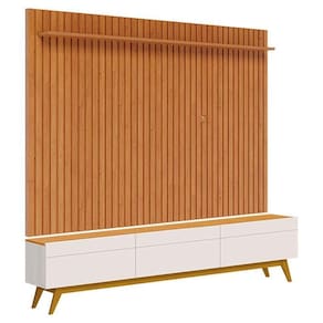 Rack Bancada Classic 3 Gavetas Com Painel Para Suspenso Ripado Loft Off White Nature - Imcal