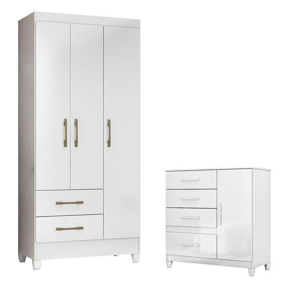 Guarda Roupa Infantil Lima E Cômoda Vênus Com Pés Branco – Moval