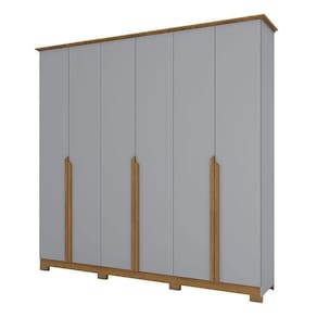 Guarda Roupa Casal Andréas 6 Portas Cinza Nature - Henn