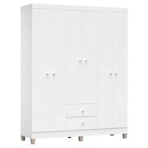 Guarda Roupa Infantil Baby Kids 6 Portas Branco Brilho – Incorplac