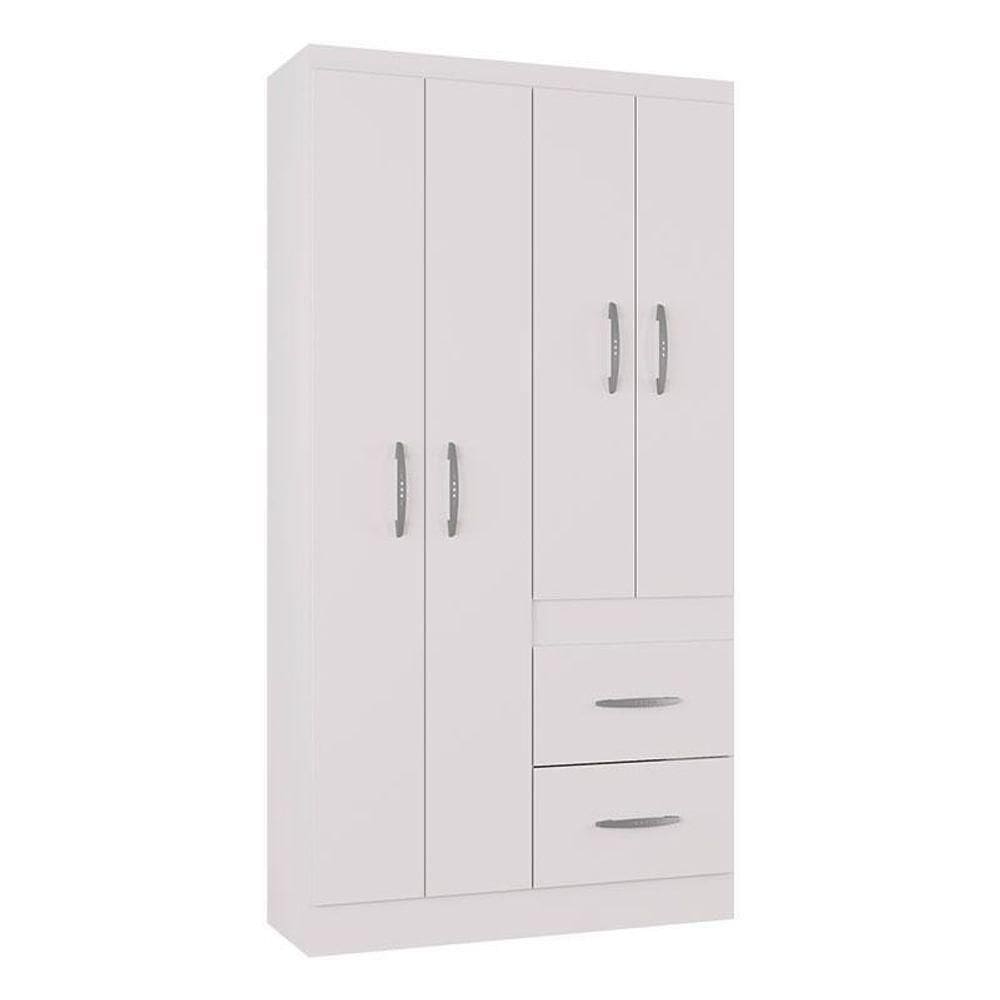 Guarda Roupa Solteiro Milão 4 Portas Branco Brilho – Poquema