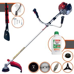 Máquina de Cortar Grama Kawashima BCJ431-L À Gasolina 43cc 1,7HP 10.000rpm Roçadeira Lateral Multifuncional Com 5 Opções de Cortes + ÓLEO STIHL 2T