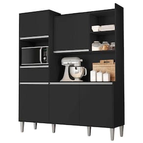 Armário Para Cozinha Kit Isabel Preto Fosco - Ajl