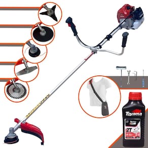 Roçadeira Multifuncional Kawashima BCJ431L À Gasolina 43cc 1,7HP 10.000rpm Com Carretel de Nylon + Kit 4 Lâminas de Corte + ÓLEO TOYAMA FG50 2 Tempos